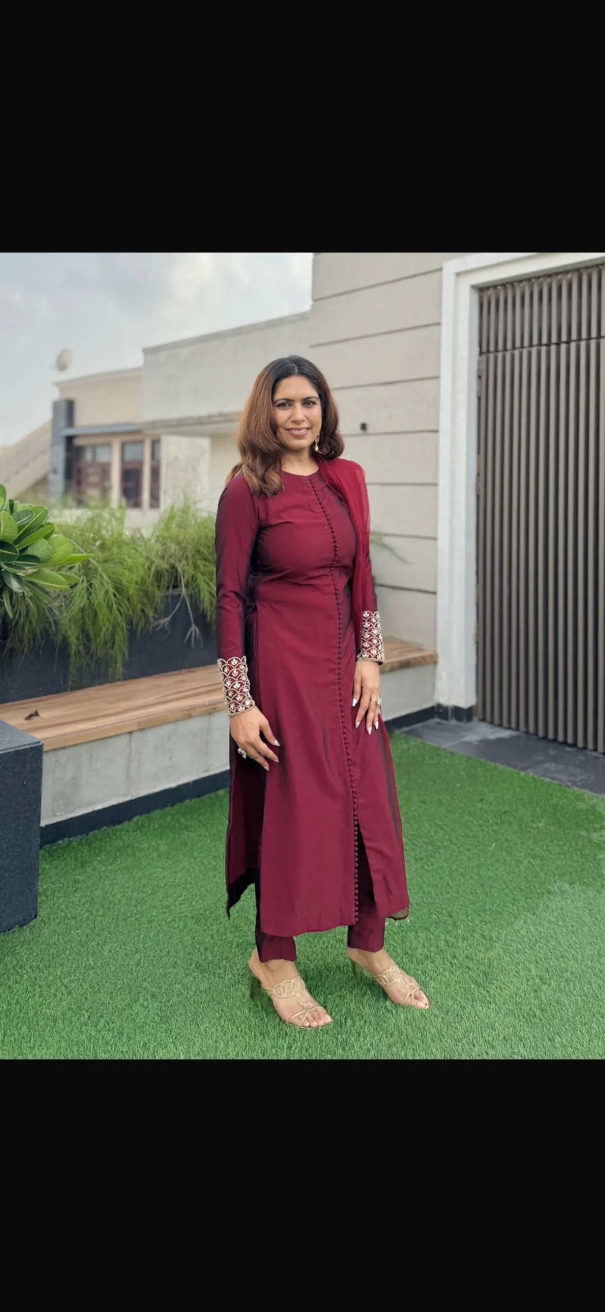 Maroon Silk Suit