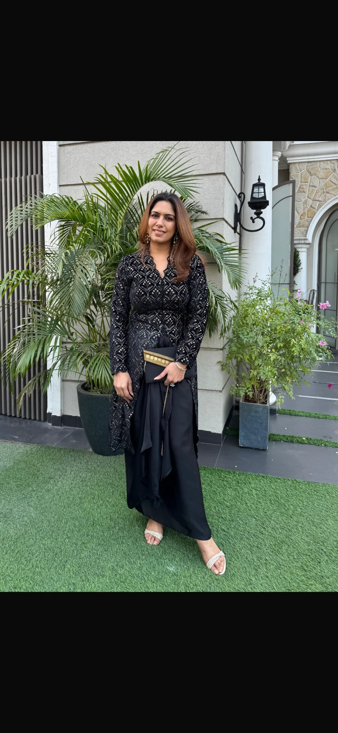 Velvet High-Low Shirt With Sarong Skirt
